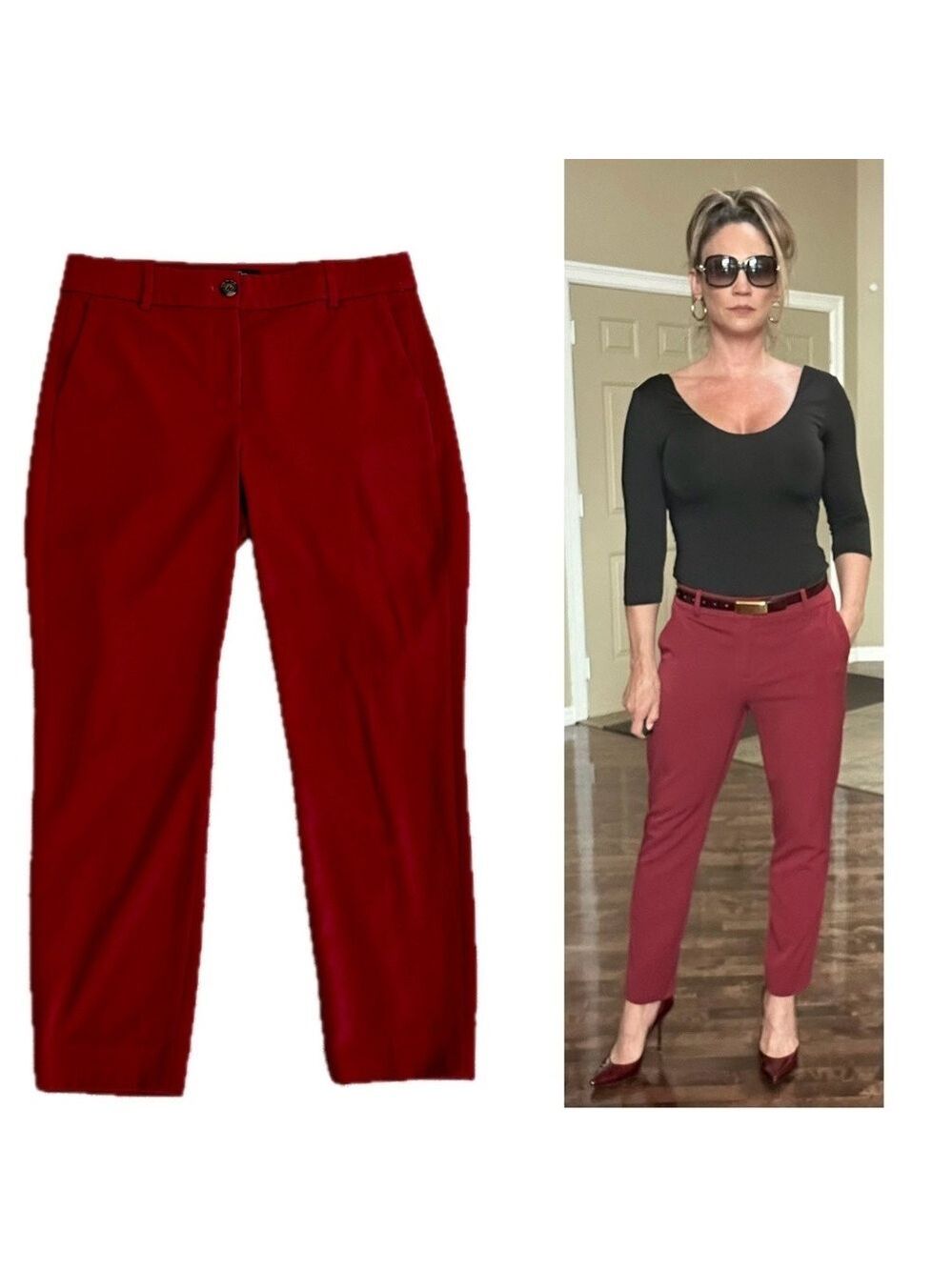 J. Crew berry red burgundy slim fit ankle pants Sz 8